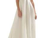 Abaowedding Women's Wedding Dress Lace Double V-Neck Sleeveless Evening Dress, Size 12