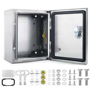 QILIPSU 304 Stainless Steel Electrical Box IP65 Waterproof Steel Project Enclosure Lockable Weatherproof Electric Junction Box for Indoor & Outdoor Use 10"x8"x6"
