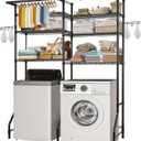 VEVOR Over Washer and Dryer Storage Shelves, 6 Tiers Laundry Room Drying Rack with Hanger Rod and Hooks, Two Rows Adjustable Washer Shelves Space Saver, for Laundry Room Storage & Organization, Black
