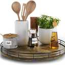 Lazy Susan Turntable Organizer for Table Top, 13 Round Wooden Lazy Susan for Cabinet Kitchen Countertop Pantry Dining Coffee Table for Condiments Spices, Rustic Bathroom Vanity Tray for Soap Candle