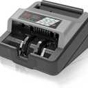 TIHOO Portable Money Counter - Advanced UV/MG Counterfeit Detection, Fast & Accurate Dollar Bill Counting, 1,300 Bills/Min, User-Friendly, Durable 24/7 Operation (Light Gray)
