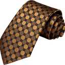Dubulle Mens Tie Set Solid Paisley Silk Striped Necktie for Men with Cufflinks Tie and Pocket Square (A Black Brown Bronze)