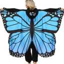 Unisex Adult Onesie Pajamas, Flannel Cosplay Animal One-Piece Halloween Costume Sleepwear Homewear (Large, Blue Butterfly)