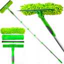 DSV Standard Professional 91.7" Window Squeegee for Window Cleaning, 2 in 1 Rotatable Window Cleaning Squeegee Kit with Extension Pole, Window Cleaning Tool for Indoor/Outdoor High Windows, Home, Car (Extra Long Handle)