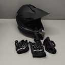 Adult Motocross Dirt Bike Helmet with Goggle, Gloves & Mask - DOT/FMVSS-218 Off-Road Motorcycle & ATV Helmet with Adjustable Sun Visor (X-Large, Matte Black-188)