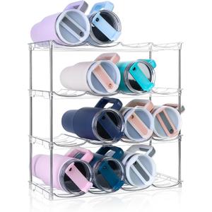 Larger Water Bottle Organizer for Stanley 40 oz Tumbler, Stackable Water Bottle Holder Rack for Cabinet, Kitchen Storage Organizer for for Stanley Cup Accessories, Tumbler Storage Holder4 Pack
