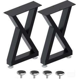 Bench Legs Black Metal,Coffee Table Legs 16 Inch,End Table Legs,Metal Desk Legs for Table,Heavy Duty Furniture Legs,Patas para Mesa-Easy Install with Adjustable Feet,DIY Legs (Z Shape,Set of 2)