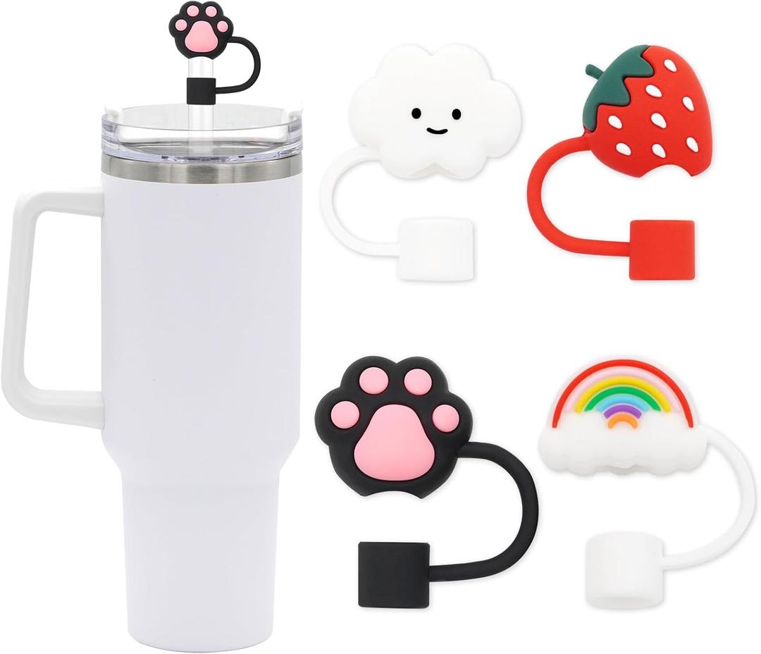 7 x Straw Cover for Stanley Cup, 4Pcs Silicone Straw Topper Compatible with Stanley 30&40 Oz Tumbler, Stanley Cups Accessories (4Pcs-New-E)