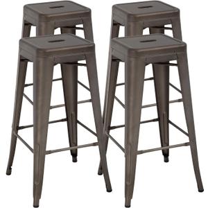 FDW Metal Bar Stools Set of 4 Counter Height Bar Stools 24 Inches Industrial Bar Chairs Patio Stool Stackable Backless Stool Indoor Outdoor Metal Kitchen Stools Bar Chairs (Bronze, 30")