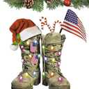 Military Uniform Boots Hat Ornament 2025 Veteran Ornament US Army Ornaments for Christmas Tree Military Christmas Ornaments Tactical Soldier Patriotic Decorations Army Gifts for Veteran (A1)
