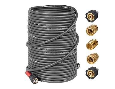 YAMATIC Upgraded Flexible Pressure Washer Hose 100FT 1/4", 3200 PSI Non-Kink Replacement with M22-14mm & 3/8" Quick Connect Adapters, Extension for Gas Power Washer Troy-Bilt Ryobi Honda Craftsman