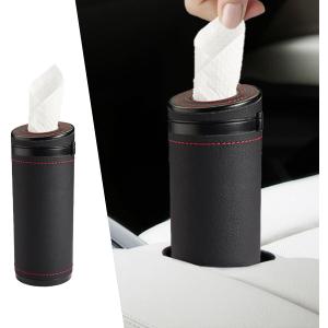 Car Tissues Holder, Multifunctional Tissue Cylinder Boxes, Car Tissues Canned, Travel Tissue Tubes, Car Box Container Fit for Car Cup Holder Home Bathroom Office (Black)