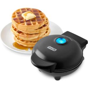 Dash Mini Waffle Maker- Compact Electric Iron for Creative Homemade Treats - PTFE nonstick surface - Easy-to-Clean - Perfect for Kids & Families - Black
