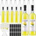 Maxcheck 12 Pcs 25 oz Limoncello Plastic Wine Bottles with Labels Stickers Airtight 750ml Empty Clear Liquor Bottles with Lid for Homemade Extracting Liqueur Suitable for Gift Giving