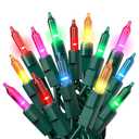 PREXTEX Christmas String Lights with Green Wire - 100 Count, 20 Ft Multicolored Christmas Tree Lights for Xmas Decorations Indoor and Outdoor - Incandescent String Light for Patios, Fences, Holidays