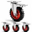 5 Inch Caster Wheels Heavy Duty with Dual-Lock Safety Brake and Rubber Tire Wheels, Heavy Duty - 400 Lbs Per Caster for Workbench, Trolley, Cabinet, Swivel Rubber Wheel 4-Packs with mounting Hardware