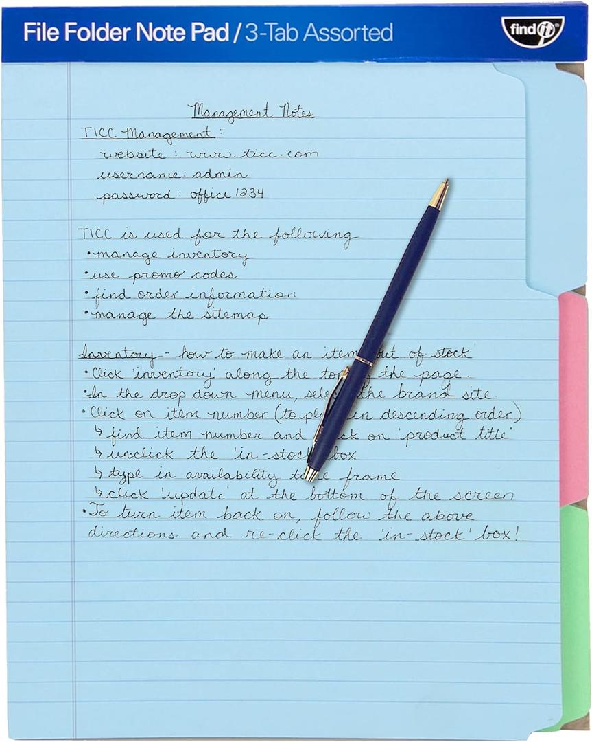 Find It File Folder Notepad - Pack of 12, 9.5 x 12.5 Inch Notebook Organizer Folders for Filing, Document, and Clipboard Organization