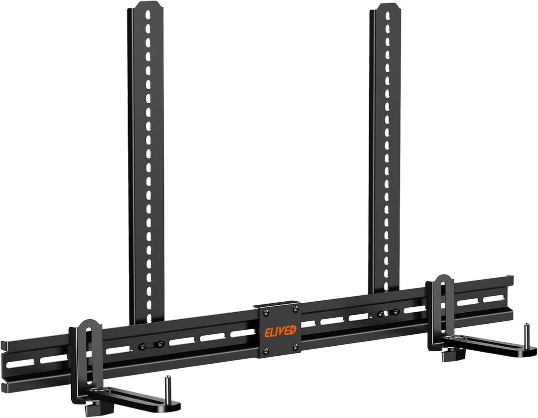 ELIVED Soundbar Mount Under TV, Sound Bar TV Mounting Bracket with 6.5" Holders Swivel to fit Various Soundbar with/Without Holes, 17.7" Vertical Bracket, 15 Lbs, YD5011 (Medium)