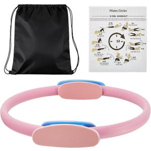 Pilates Ring Fitness Circle 14 Inch Magic Circle for Toning Arms, Thighs, Legs & Core (Workout Guide Included)