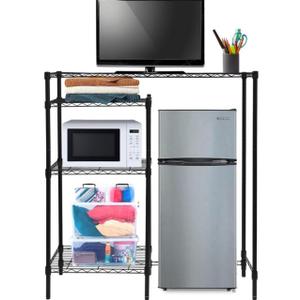 GlossyEnd Adjustable Dorm Wire Shelf, Dorm Organizing Wire Shelves, Dorm TV Wire Shelf, Metal Wire Shelf Versatile Storage and Organization Solution, Black