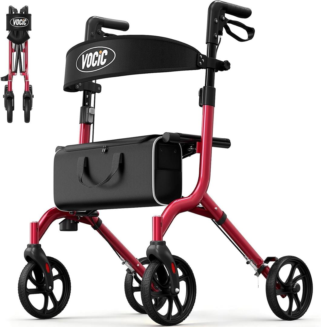 VOCIC Z27 Ultralight 12.7 lbs Rollator Walker with Seat for Seniors
