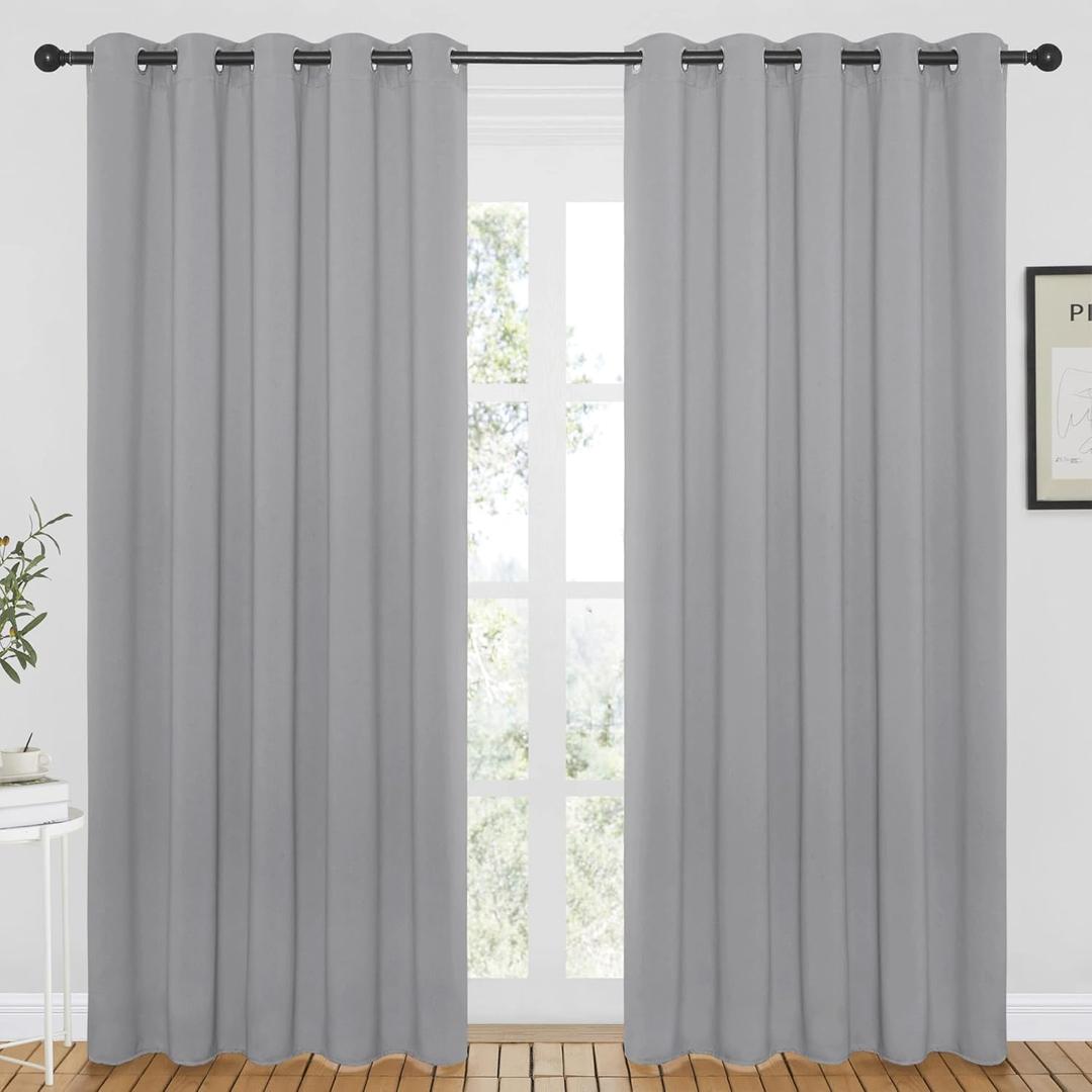 NICETOWN Blackout Curtain Drape 84 inches Length - Light Reducing Thermal Insulated Solid Grommet Blackout Window Treatment for Living Room (Silver Grey, 1 Piece, W66 x L84) (66"W x 84"L (Pack of 1))