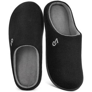 VeraCosy Men's Two-Tone Memory Foam House Slippers Indoor Outdoor Durable Rubber Sole, Size US 10.5