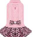 Valentines Small Dog Sweater Dress with Bowtie Turtleneck - Knitted Pet Girl, Small