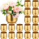 Ninehaoou 16 Pcs Small Gold Vases for Centerpieces Tall Metal Flower Trumpet Vase Vintage Compote Planter Plant Pots for Wedding Party Table Centerpiece Decorations (4.1 Inch,Pot)