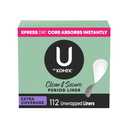 U by Kotex Panty Liners, Clean & Secure, Light Absorbency, Extra Coverage, 112 Count 