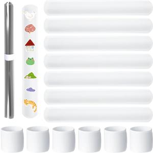 100 Pieces Slap Bracelets White Blank DIY Slap Bands Snap Bracelets Wristband Bulk for Birthday DIY Play Activity Painting Craft Projects, Vinyl Wrapping