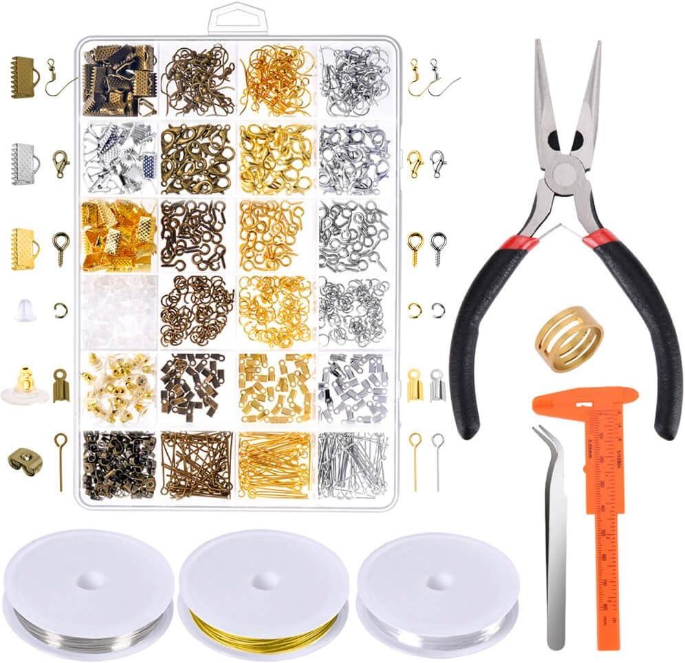 PAXCOO Jewelry Making Supplies Kit - Repair Tools with Accessories, Pliers, Findings, Beading Wires for Adults and Beginners