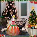 Eccliy Christmas Goose Outfit Set Red White Green Crochet Dresses with Gauze Handmade Xmas Porch Goose Costume for 23 High Cement Plastic Statue Christmas Party Outdoor Patio Yard Lawn Art Decoration