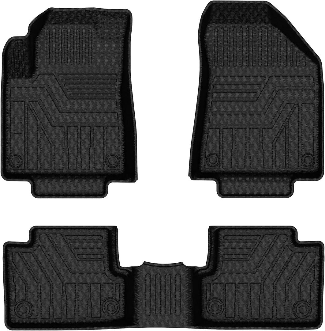 Mixsuper Floor Mats for Jeep Cherokee 2016-2023 (Not for Grand Cherokee), Custom Fit TPE All-Weather Floor Liners, Waterproof Anti-Slip Heavy Duty Mats, 1st and 2nd Row Accessories Set Black