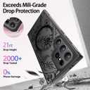 SEXYMOM Magnetic for Samsung Galaxy S24 Ultra Case - Wireless Charging Compatible,Cute Floral Design for Women and Girls,Slim Fit Translucent Matte Phone Case - Flower Leaves