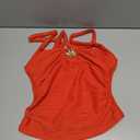 SOLY HUX Women's V Neck Halter Tops Open Back Y2k Ruched Floral Metal Summer Going Out Cami Tops, Small