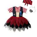 MOMMY'S NEW MAN Toddler Baby Girl Pirate Costume Halloween Sea Buccaneer Tutu Dress (9-12M,Red)