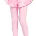 JiAmy 2 in 1 Girls Leggings with Skirt High Waisted Tennis Athletic Flowy Skort Legging for Kids (5-6 Years, Z-pink)