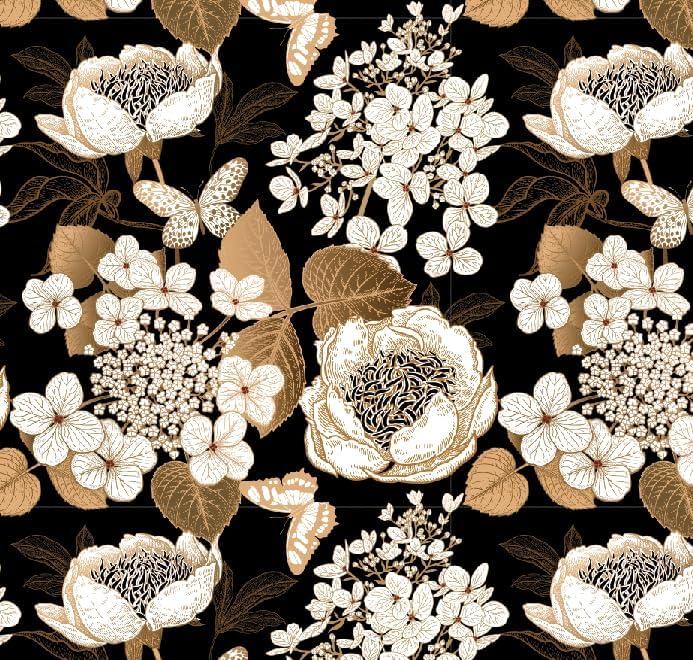 Abyssaly Vintage Floral Peel and Stick Wallpaper, Black and Gold Leaf Wallpaper, Self Adhesive Dark Floral Contact Paper Vinyl for Bedroom Bathroom Cabinets Drawers Decor 17.3" x 393.7"