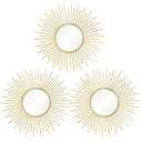 3 Pack Metal Mirrors for Wall Sunburst Wall Mirrors Home Décor Decorative Hanging Wall Art for Living Room Bedroom Entryway (Gold, Sunburst)