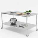 Stainless Steel Mobile Prep Table with Powder-Coated Mild Steel Frame, 
 30X48 Inches