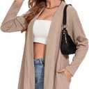 MONNURO Plus Size Women's Lightweight Open Front Cardigan Sweaters with High-Low Hem (XXXL)