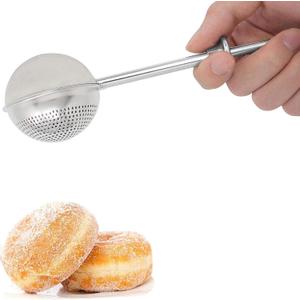 HULISEN Flour Duster for Baking, One-Handed Operation, 304 Stainless Steel Powdered Sugar Shaker Duster, Pick Up and Dust Flour Sifter, Gift Package (Silver)
