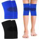 Skylety 2 Pairs Kids Knee Sleeve Kids Knee Brace Children Support Compression Child Sleeve Pads for Basketball, Volleyball, Sports, Gymnastics(Large,Blue, Black)
