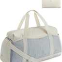 BAGSMART Foldable Duffle Bag for Women - 35L Carry On Weekender Overnight Sports Duffel with Shoe Compartment, Personal Item Travel Workout Bag for Travel Yoga, Beige