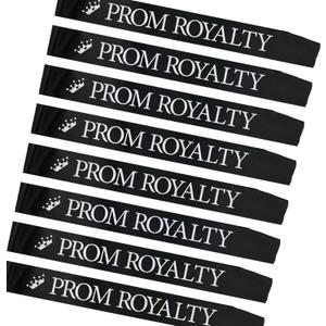 Prom Royalty Sashes Black, Prom Royalty Sashes Set of 8 for School Dance Graduation Party Cosplay Pageants Prom Party Accessories, Black (Black)