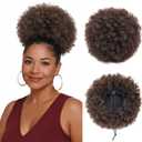AISI QUEENS Afro Puff Drawstring Ponytail for Black Women, Large Size Kinky Curly Afro Ponytail Synthetic Hair Puffs, Deep Brown Afro Bun Drawstring Ponytail for Women Girls(2-33#)