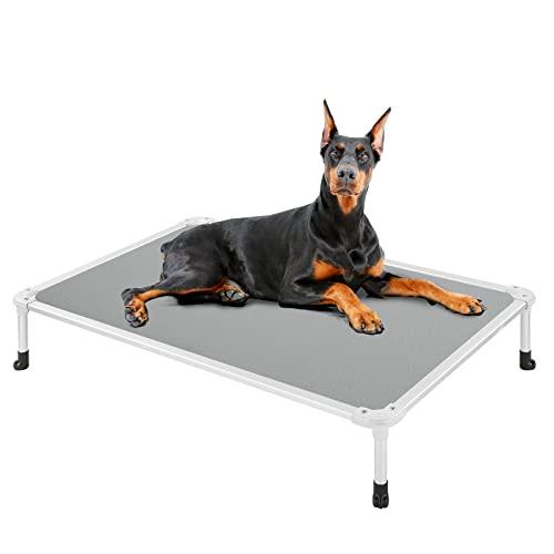 Veehoo Chew Proof Elevated Dog Bed - Cooling Raised Pet Cot - Silver Aluminum Frame and Durable Textilene Mesh Fabric, Unique Designed No-Slip Feet for Indoor or Outdoor Use, Grey, X-Large, CWC2003