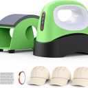 Hat Heat Press Machine, Alldeer Handheld Hat Press with Digital Display, Free Temp and Time Adjustment, 3 Hats, 2 Stickers, Tape, Hat Press Heat Machine for Caps/Canvas Bag, Heat Transfer (Green)