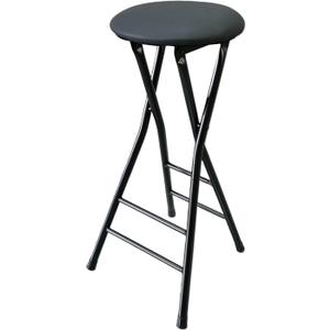 Round Padded Folding High Chiar for Kitchen, Outdoor, Camping, Foldable Bar Stool Backless, Portable Adult Foldable Stool (Color : Black, Size : 80cm/31.5in)